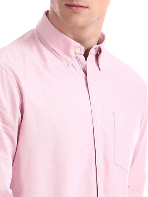 pink solid casual shirt - 17616391 - Standard Image - 5