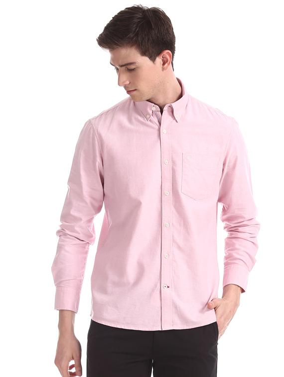 pink solid casual shirt - 17616391 - Zoom Image - 1