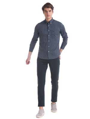 navy blue striped casual shirt - 17616392 - Standard Image - 4