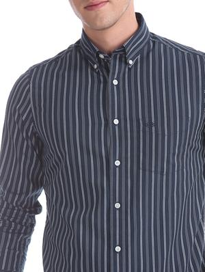 navy blue striped casual shirt - 17616392 - Standard Image - 5