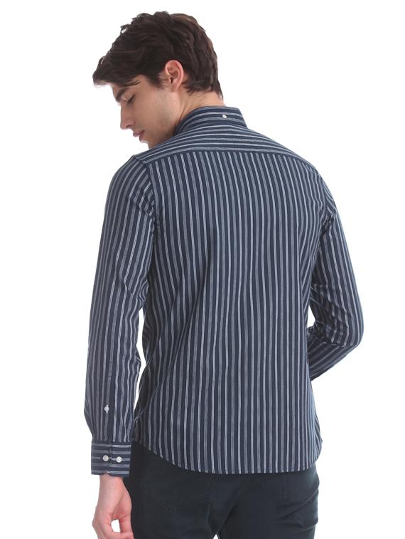 navy blue striped casual shirt - 17616392 - Zoom Image - 3