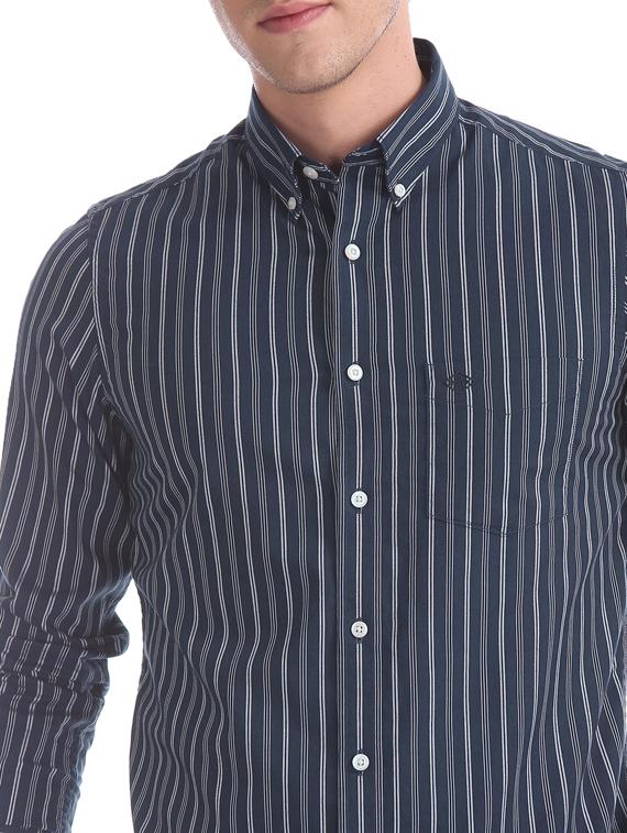 navy blue striped casual shirt - 17616392 - Zoom Image - 5