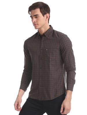 brown checkered casual shirt - 17616399 - Standard Image - 2