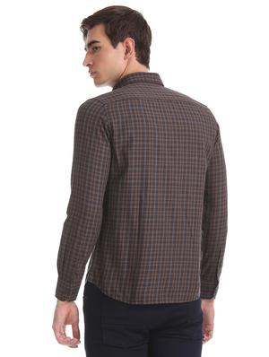 brown checkered casual shirt - 17616399 - Standard Image - 3