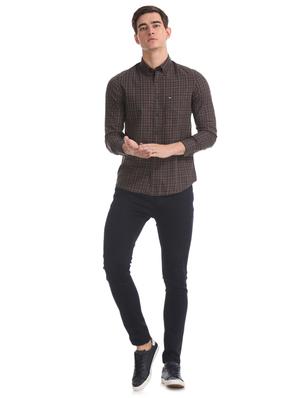 brown checkered casual shirt - 17616399 - Standard Image - 4