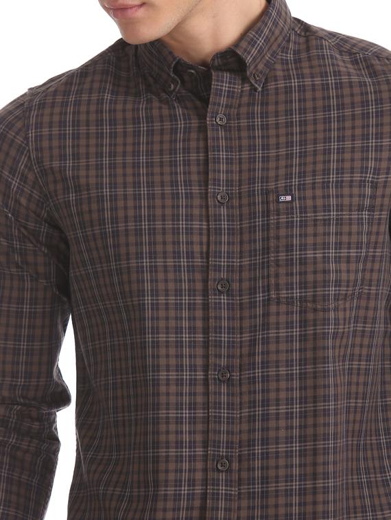 brown checkered casual shirt - 17616399 - Zoom Image - 5