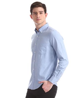 blue solid casual shirt - 17616403 - Standard Image - 2