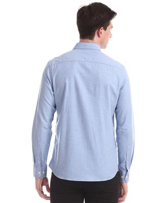 blue solid casual shirt - 17616403 - Standard Image - 3