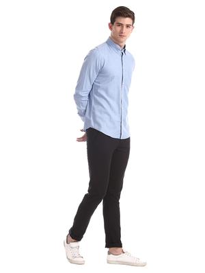 blue solid casual shirt - 17616403 - Standard Image - 4