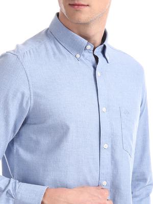 blue solid casual shirt - 17616403 - Standard Image - 5