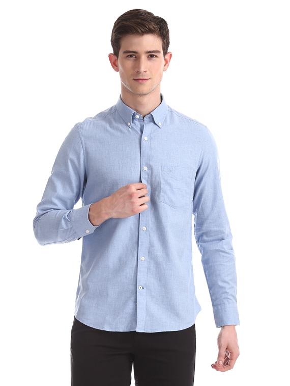 blue solid casual shirt - 17616403 - Zoom Image - 1