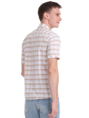 beige checkered casual shirt - 17616411 - Standard Image - 3