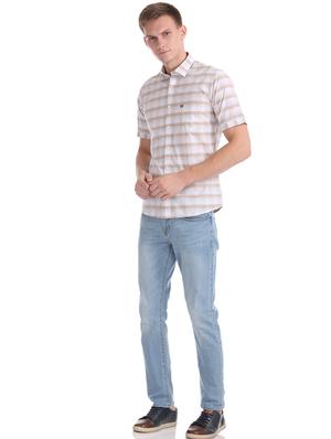 beige checkered casual shirt - 17616411 - Standard Image - 4
