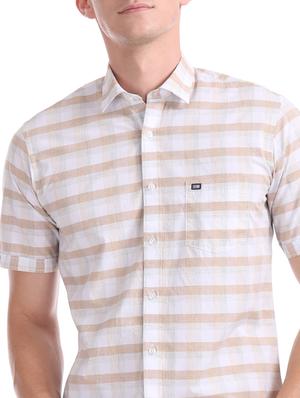 beige checkered casual shirt - 17616411 - Standard Image - 5
