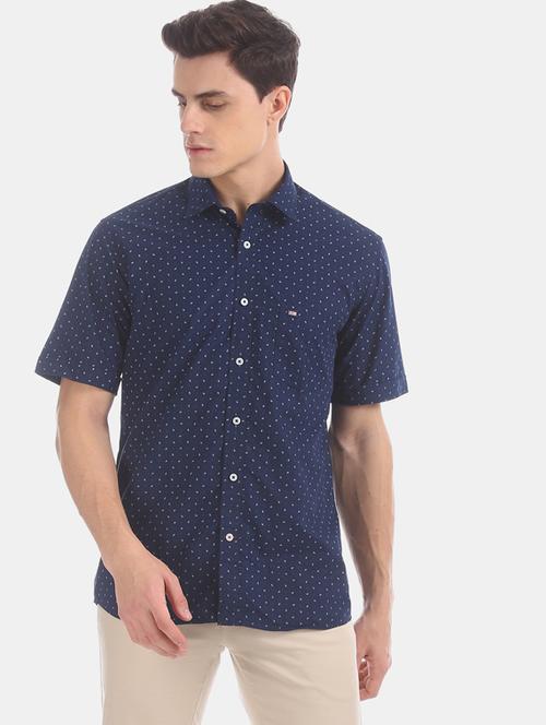navy blue printed casual shirt - 17616414 - Standard Image - 1