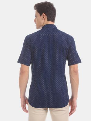 navy blue printed casual shirt - 17616414 - Standard Image - 3