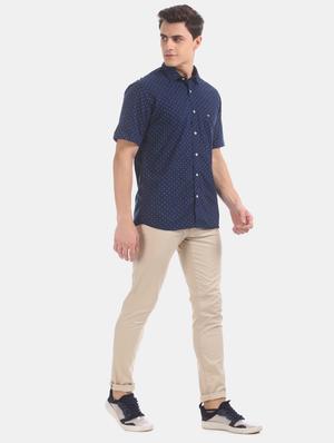 navy blue printed casual shirt - 17616414 - Standard Image - 4