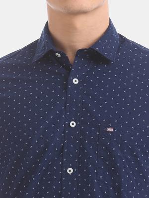 navy blue printed casual shirt - 17616414 - Standard Image - 5