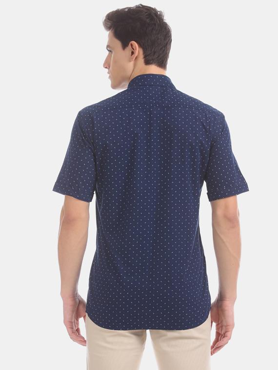 navy blue printed casual shirt - 17616414 - Zoom Image - 3