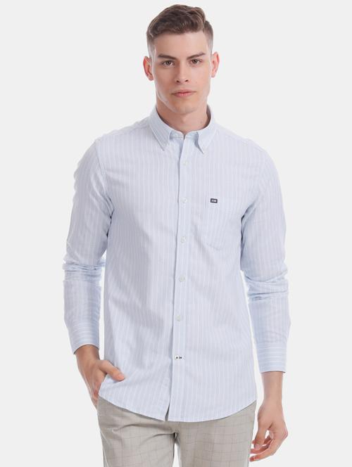 blue striped casual shirt - 17616421 - Standard Image - 1