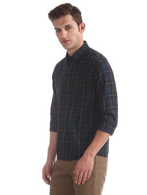 navy blue checkered casual shirt - 17616429 - Standard Image - 2