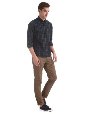 navy blue checkered casual shirt - 17616429 - Standard Image - 4