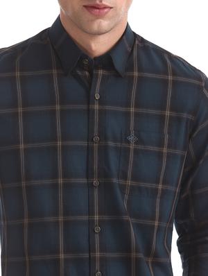 navy blue checkered casual shirt - 17616429 - Standard Image - 5