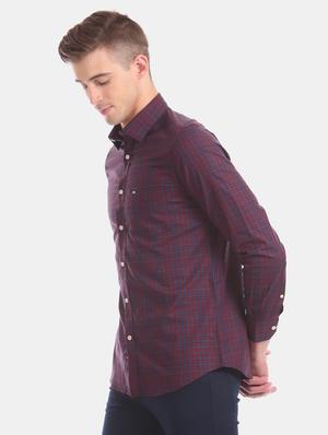 maroon checkered casual shirt - 17616430 - Standard Image - 2