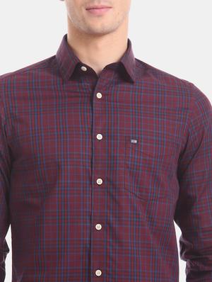 maroon checkered casual shirt - 17616430 - Standard Image - 5