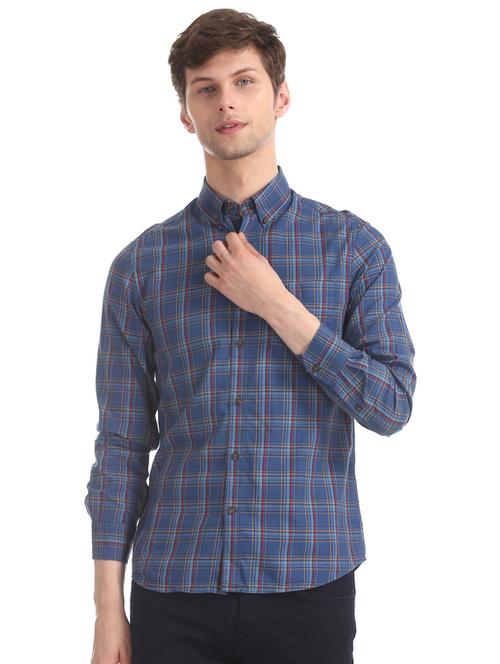 blue checkered casual shirt - 17616437 - Standard Image - 1
