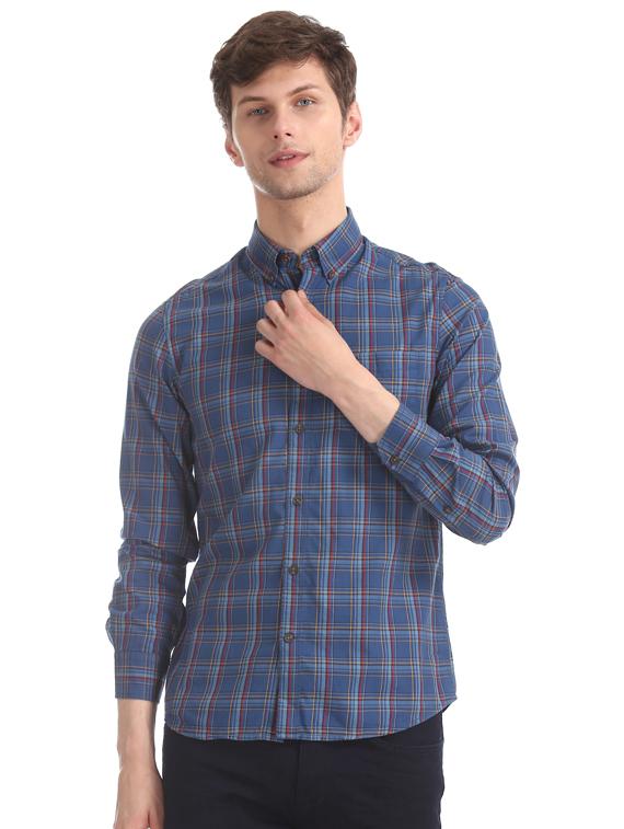 blue checkered casual shirt - 17616437 - Zoom Image - 1