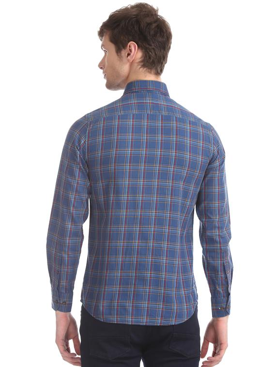 blue checkered casual shirt - 17616437 - Zoom Image - 3