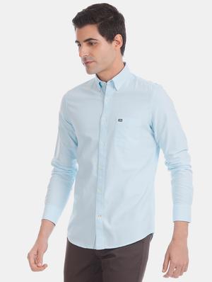 blue solid casual shirt - 17616438 - Standard Image - 2
