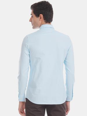blue solid casual shirt - 17616438 - Standard Image - 3
