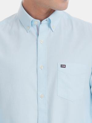 blue solid casual shirt - 17616438 - Standard Image - 5