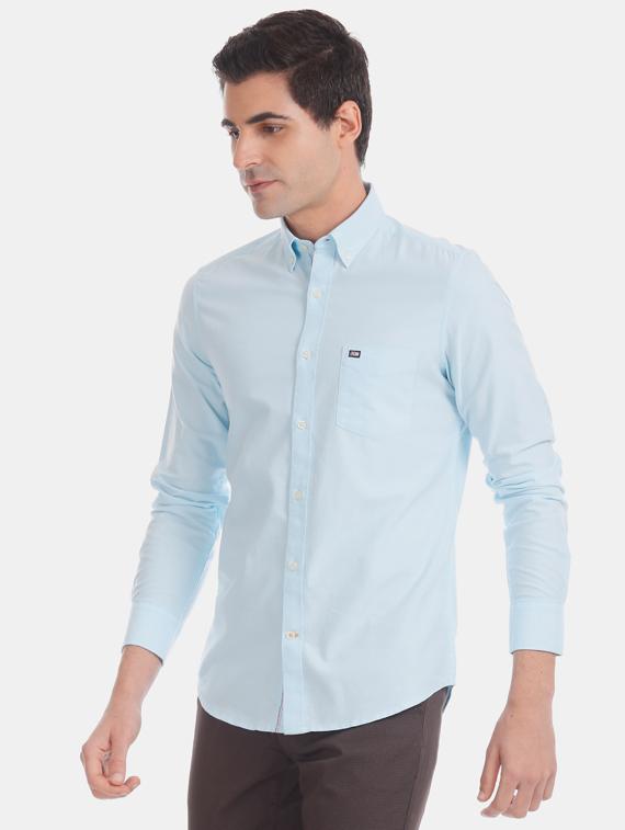 blue solid casual shirt - 17616438 - Zoom Image - 2