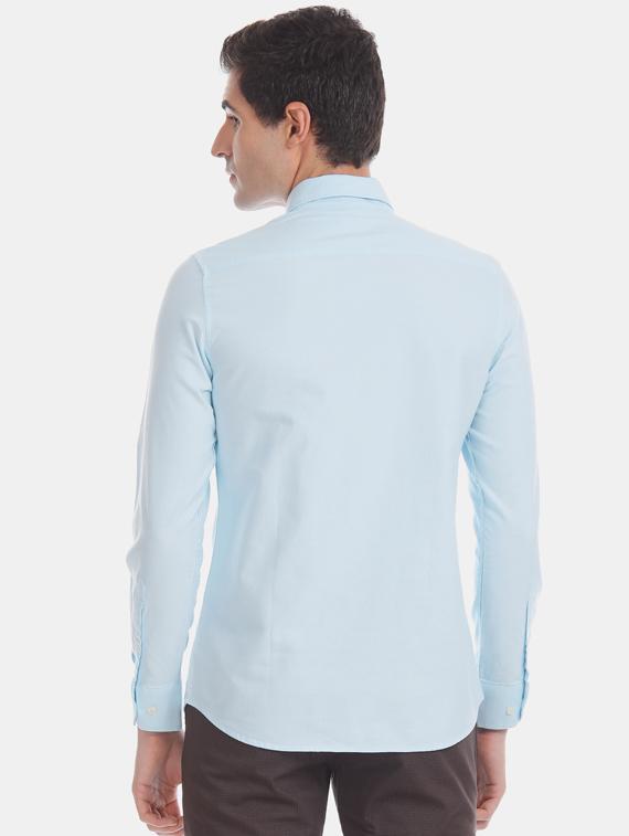 blue solid casual shirt - 17616438 - Zoom Image - 3