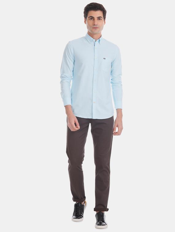 blue solid casual shirt - 17616438 - Zoom Image - 4