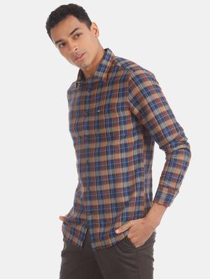 brown checkered casual shirt - 17616441 - Standard Image - 2