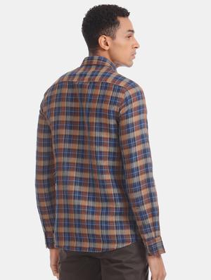 brown checkered casual shirt - 17616441 - Standard Image - 3