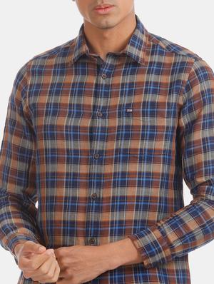 brown checkered casual shirt - 17616441 - Standard Image - 5