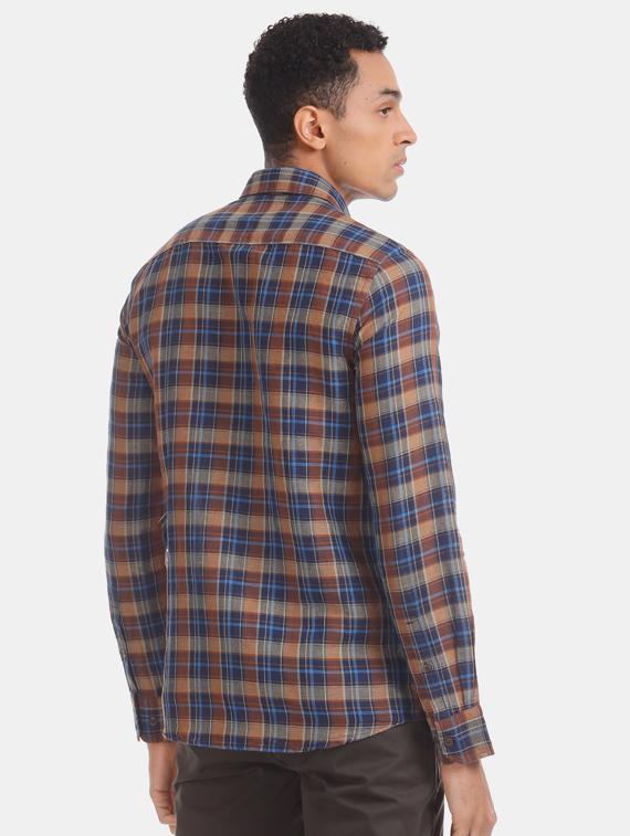 brown checkered casual shirt - 17616441 - Zoom Image - 3