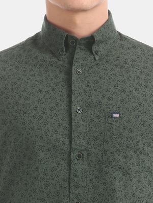 olive green printed casual shirt - 17616453 - Standard Image - 5