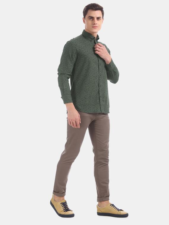 olive green printed casual shirt - 17616453 - Zoom Image - 4