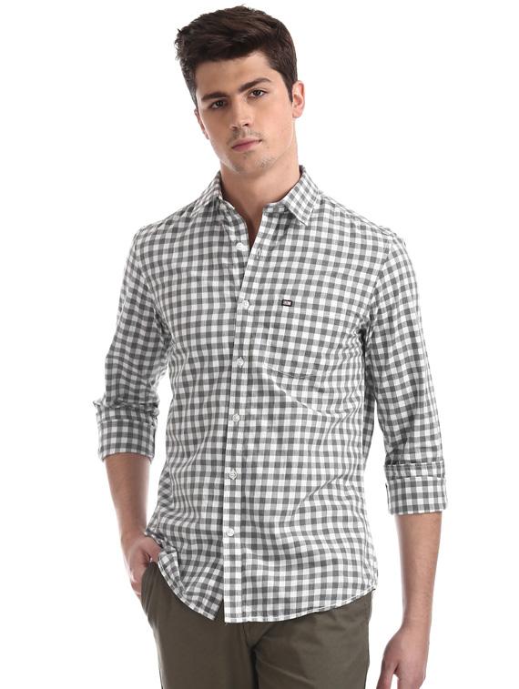 grey checkered casual shirt - 17616456 - Zoom Image - 1