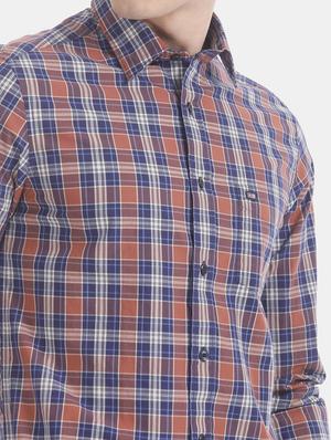 rust checkered casual shirt - 17616458 - Standard Image - 5