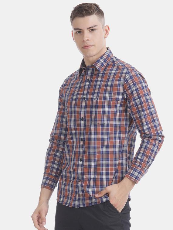 rust checkered casual shirt - 17616458 - Zoom Image - 2