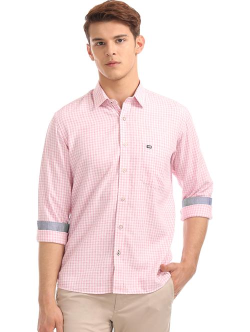 pink checkered casual shirt - 17616465 - Standard Image - 1