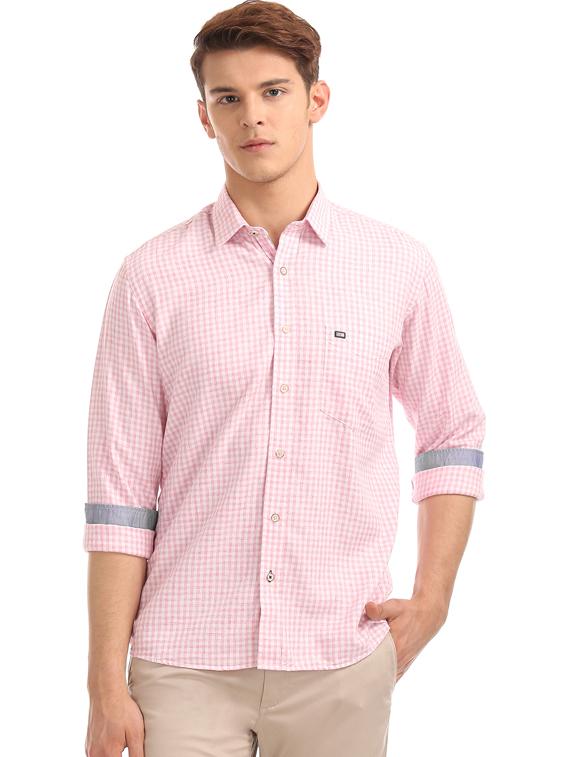 pink checkered casual shirt - 17616465 - Zoom Image - 1
