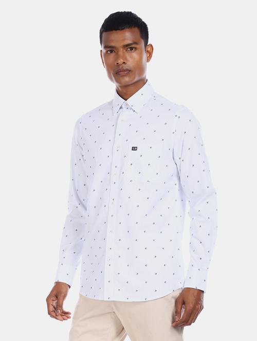 light blue printed casual shirt - 17616476 - Standard Image - 1